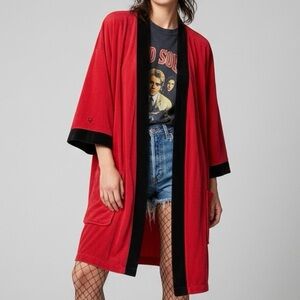 DIOR MONSIEUR Vintage 80s Velour Short Robe Smoking Jacket Red Black OS Unisex